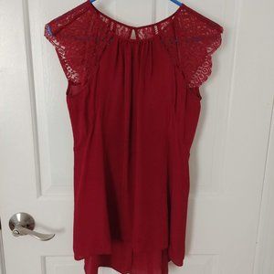 Red silk lacy blouse